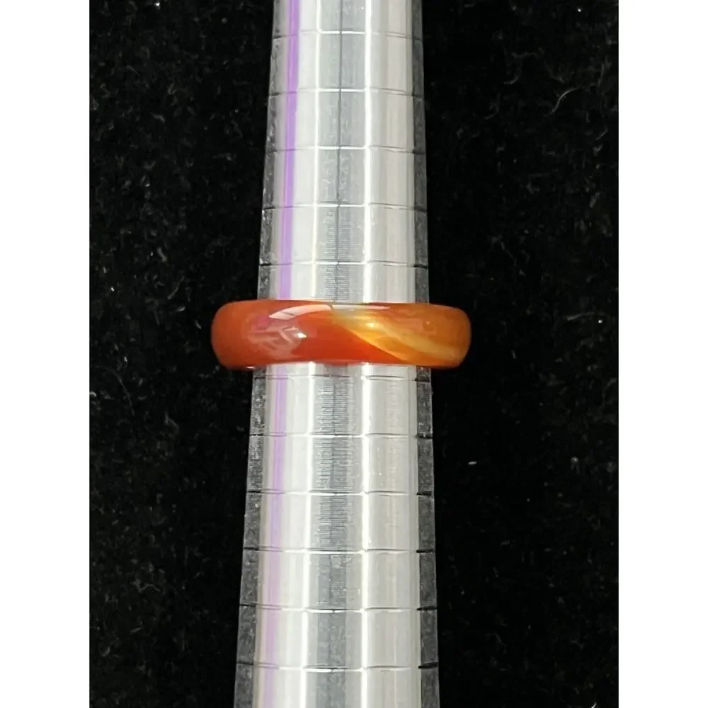 Vintage Style Translucent Orange Red Lucite Style Acrylic Stmt Ring Size 6.5